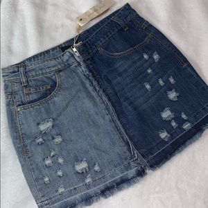 Multi-Denim Skirt